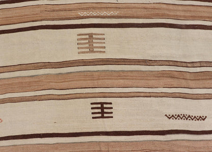 Large Vintage Flat - Woven Turkish Paneled Kilim Rug in Wool with Stripe Design This flat - weave tribal Turkish kilim has been hand - woven in wool. The rug features an sub - geometric striped design, and is rendered earthy tones; making this rug a su... - Keivan Woven ArtsEN - 13113 - 178719 - 178838 - 19748