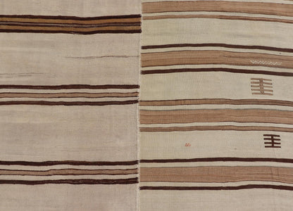 Large Vintage Flat - Woven Turkish Paneled Kilim Rug in Wool with Stripe Design This flat - weave tribal Turkish kilim has been hand - woven in wool. The rug features an sub - geometric striped design, and is rendered earthy tones; making this rug a su... - Keivan Woven ArtsEN - 13113 - 178719 - 178838 - 19748