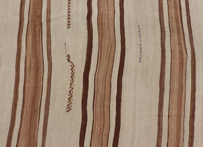 Large Vintage Flat - Woven Turkish Paneled Kilim Rug in Wool with Stripe Design This flat - weave tribal Turkish kilim has been hand - woven in wool. The rug features an sub - geometric striped design, and is rendered earthy tones; making this rug a su... - Keivan Woven ArtsEN - 13113 - 178719 - 178838 - 19748