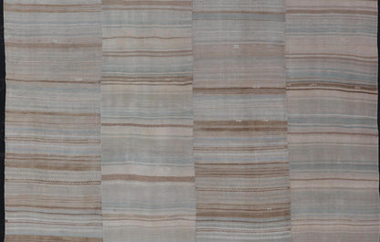 Vintage Hand Woven Turkish Paneled Kilim Vintage Rug In Muted Colors Hand Woven Large vintage Turkish paneled in cream, blue, light brown and taupe. Keivan Woven Arts / rug EN - 1318 - 13946 country of origin / type: Turkey / Kilim, circa mid - 20... - Keivan Woven ArtsEN - 13181 - 13946 - 18788Rug