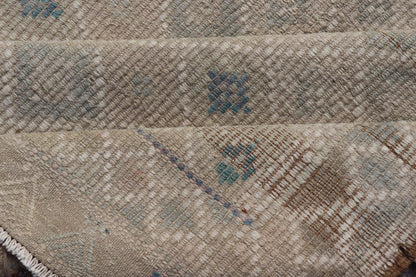 Vintage Turkish Embroidered Flat - Weave Rug Diamond Shape Geometric Design Measures 6'1 x 10'1 This hand - woven Kilim features muted shades of taupe, light blue, light green, camel, and small accent details in cream. The all - over design di... - Keivan Woven ArtsEN - 13190 - 18800