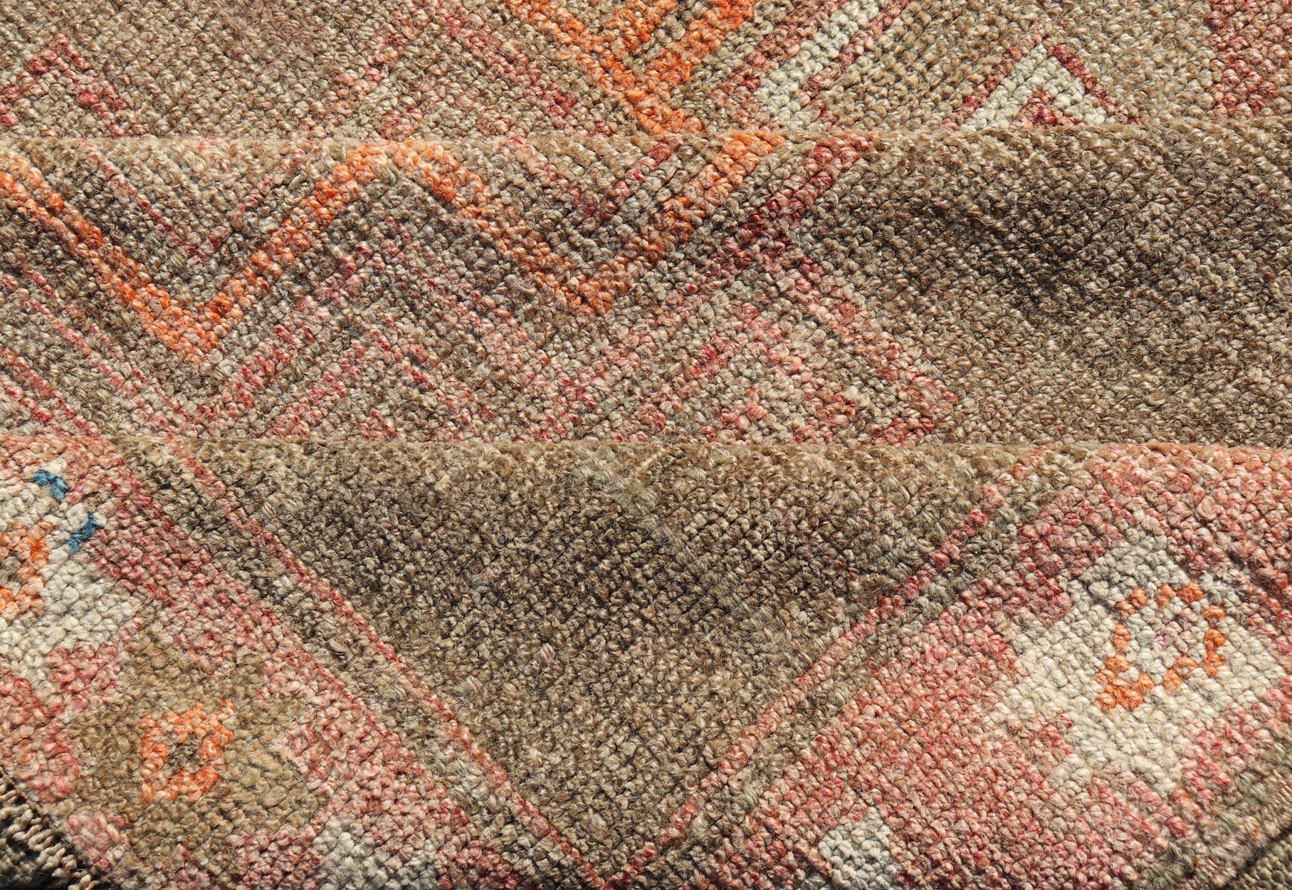 Turkish Kars Gallery Runner with Large Medallions in Red, Brown, Taupe, Tan Vintage Hand Knotted Kars Gallery runner from Turkey with Medallion design in various tones of red, orange taupe. and brown. Keivan Woven Arts / rug EN - 13243, country of... - Keivan Woven ArtsEN - 13243 - 18704