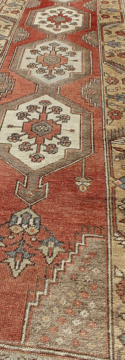 Sub - Geometric Tribal Vintage Oushak Runner from Early 20th Century Turkey kwarugs Sub - geometric tribal vintage Oushak runner from early 20th century Turkey, rug en - 134, country of origin / type: Turkey / Oushak, circa 1920 This antique Tu... - Keivan Woven ArtsEN - 134 - 3437Rug