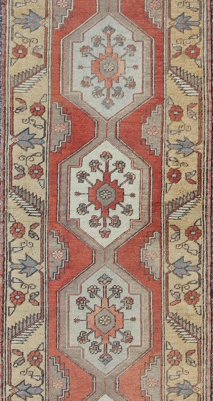 Sub - Geometric Tribal Vintage Oushak Runner from Early 20th Century Turkey kwarugs Sub - geometric tribal vintage Oushak runner from early 20th century Turkey, rug en - 134, country of origin / type: Turkey / Oushak, circa 1920 This antique Tu... - Keivan Woven ArtsEN - 134 - 3437Rug