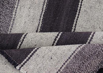 Vintage Turkish Kilim with Vertical Stripes in Brown and Cream Measures 2'7 x 6'2 This vintage flat weave Kilim has a very modern stripe design. Rendered in ebony, cream. With neutral colors and simple design, this flat weave is perfect ... - Keivan Woven ArtsEN - 13425 - 18655Rug