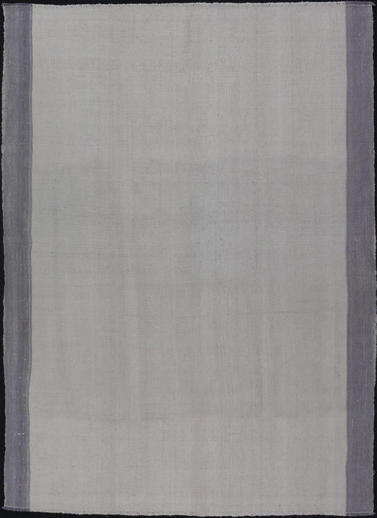 Vintage Turkish Kilim with Modern Design in Cream and Lavender Vintage Kilim Turkish flat weave, Keivan Woven Arts rug EN - 13431 , country of origin / type: Turkey / Kilim, circa Mid - 20th Century. Measures: 4'10 x 7'1 - Keivan Woven ArtsEN - 13431 - 19106