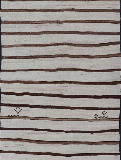 Measures: 5'8 x 12'3 Flat - Weave Kilim Vintage Gallery Rug from Turkey with Horizontal Stripes. Keivan Woven Arts / rug EN - 13434, country of origin / type: Turkey / Kilim, circa 1950 This vintage flat - woven Kilim features a minimalist design ... - Keivan Woven ArtsEN - 13434 - 22698Rug