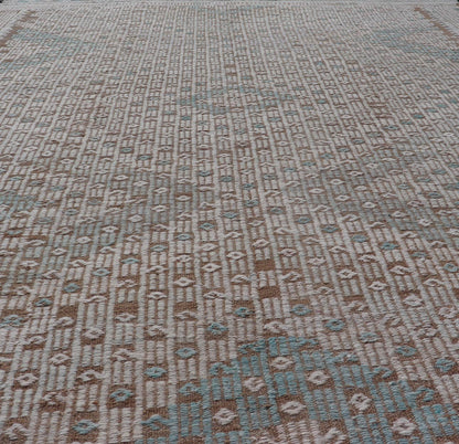 Vintage Turkish Embroidered Flat - Weave Rug with Geometric Design Vintage Turkish Embroidered Flat - Weave Rug with Neutral - Toned Geometric Design. Keivan Woven Arts - Geometric design vintage Kilim rug from Turkey in pale Green, cream, neutral,... - Keivan Woven ArtsEN - 13466 - 18860