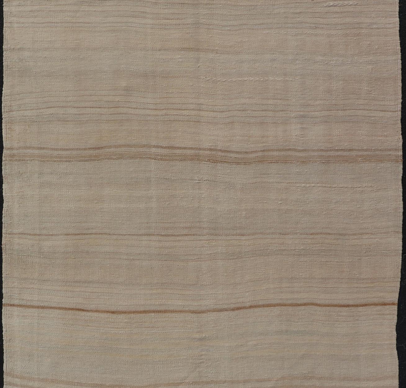 Turkish Hand Woven Vintage Kilim Rug with in Tan, Taupe, Brown, and Earth Tones Vintage Turkish Kilim Minimalist stripe design Kilim from Turkey, rug EN - 13491, country of origin / type: Turkey / Kilim, circa 1950 Measures: 5'4 x 8'9 - Keivan Woven ArtsEN - 13491 - 18824Rug