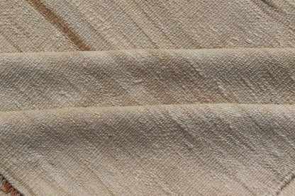 Turkish Hand Woven Vintage Kilim Rug with in Tan, Taupe, Brown, and Earth Tones Vintage Turkish Kilim Minimalist stripe design Kilim from Turkey, rug EN - 13491, country of origin / type: Turkey / Kilim, circa 1950 Measures: 5'4 x 8'9 - Keivan Woven ArtsEN - 13491 - 18824Rug