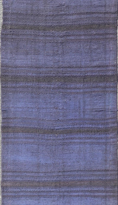 Vintage Turkish Kilim Runner with Deep Blue and Purple Tones - Keivan Woven ArtsEN - 13602Rug