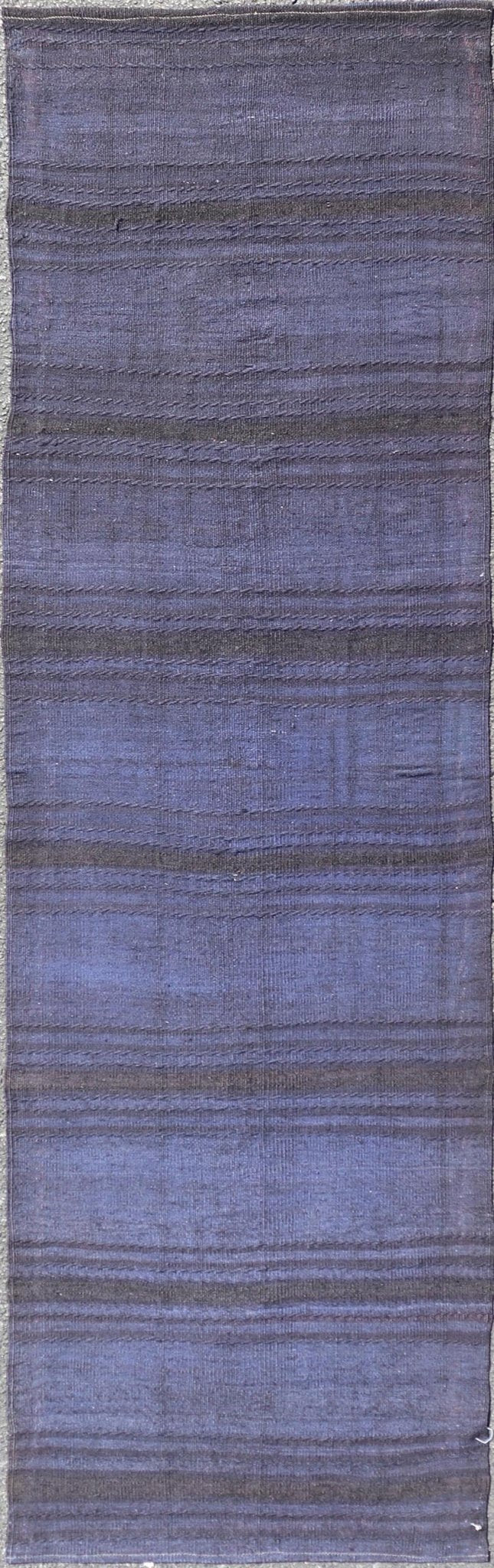Vintage Turkish Kilim Runner with Deep Blue and Purple Tones - Keivan Woven ArtsEN - 13602Rug