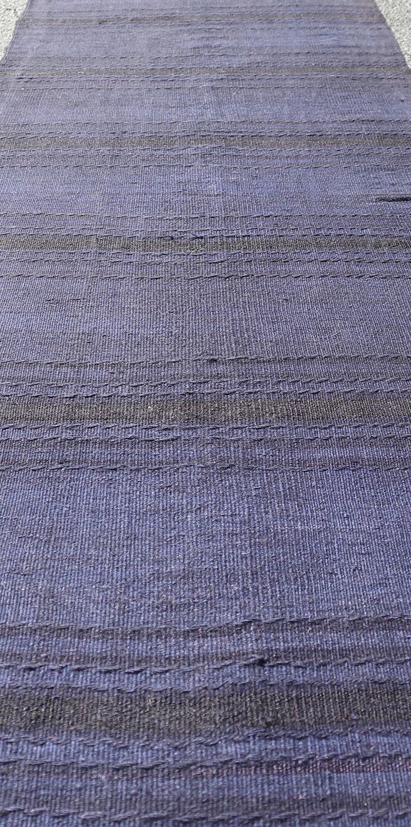 Vintage Turkish Kilim Runner with Deep Blue and Purple Tones - Keivan Woven ArtsEN - 13602Rug