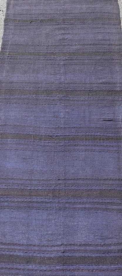 Vintage Turkish Kilim Runner with Deep Blue and Purple Tones - Keivan Woven ArtsEN - 13602Rug