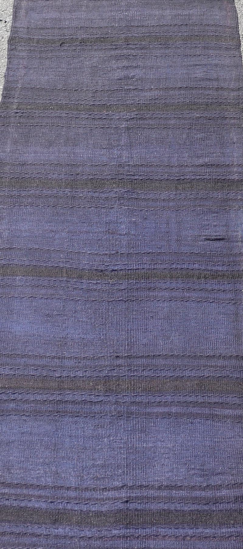 Vintage Turkish Kilim Runner with Deep Blue and Purple Tones - Keivan Woven ArtsEN - 13602Rug