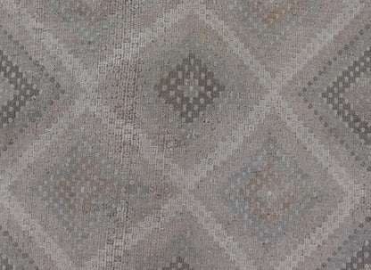 Vintage Turkish Flat - Weave Embroidered Rug with Geometric Diamond Design Embroidered vintage flat weave rug from Turkey in shades of tan, taupe, gray cream and neutrals with geometric pattern, Keivan Woven Arts / rug EN - 13653, country of origin ... - Keivan Woven ArtsEN - 13653 - 19256