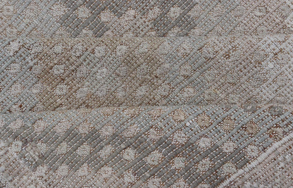 Vintage Turkish Flat - Weave Embroidered Rug with Geometric Diamond Design Embroidered vintage flat weave rug from Turkey in shades of tan, taupe, gray cream and neutrals with geometric pattern, Keivan Woven Arts / rug EN - 13653, country of origin ... - Keivan Woven ArtsEN - 13653 - 19256