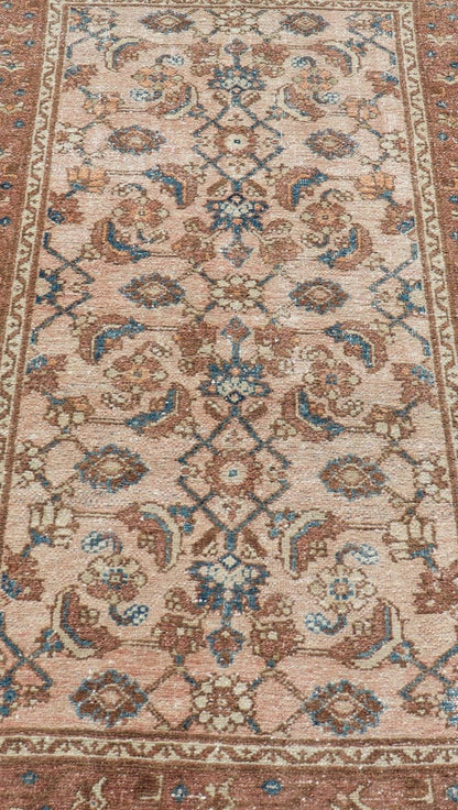 Measures: 3'0 x 5'8 Antique Persian Hamadan Rug in Wool with All - Over Sub - Geometric Design. Keivan Woven Arts; rug EN - 13665, country of origin / type: Iran / Hamadan, circa 1920. This antique Persian Hamadan rug has been hand - knotted in wool... - Keivan Woven ArtsEN - 13665 - 21739Rug