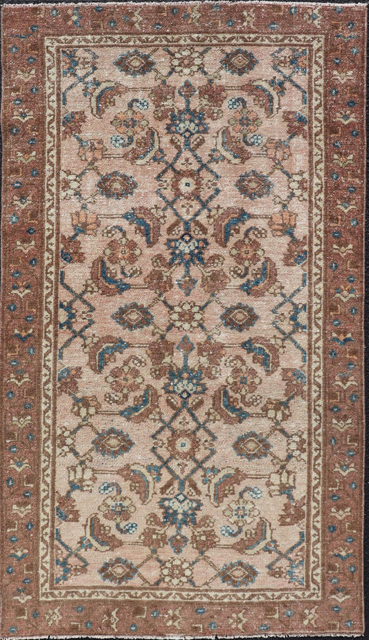 Measures: 3'0 x 5'8 Antique Persian Hamadan Rug in Wool with All - Over Sub - Geometric Design. Keivan Woven Arts; rug EN - 13665, country of origin / type: Iran / Hamadan, circa 1920. This antique Persian Hamadan rug has been hand - knotted in wool... - Keivan Woven ArtsEN - 13665 - 21739