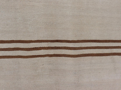 Flat - Weave Kilim Vintage Rug Turkey with Horizontal Stripes in Ivory & Brown. Keivan Woven Arts / rug EN - 13711, country of origin / type: Turkey / Kilim, circa 1950 Measures: 4'10 x 5'9 This vintage flat - woven Kilim features a minimalist design ... - Keivan Woven ArtsEN - 13711 - 23912Rug
