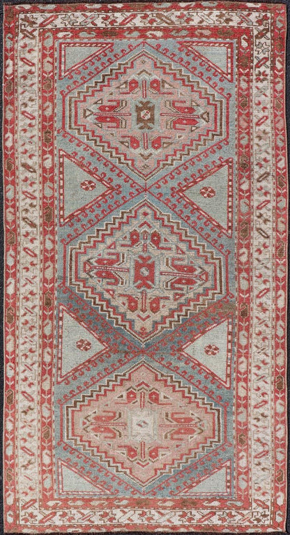 Antique Hand - Knotted Persian Kurdish Rug in Wool with Medallion Design This antique Persian Kurdish rug has been hand - knotted in wool and features a sub - geometric medallion design rendered in multicolor. A complementary, multi - tiered border enc... - Keivan Woven ArtsEN - 13903 - 19652