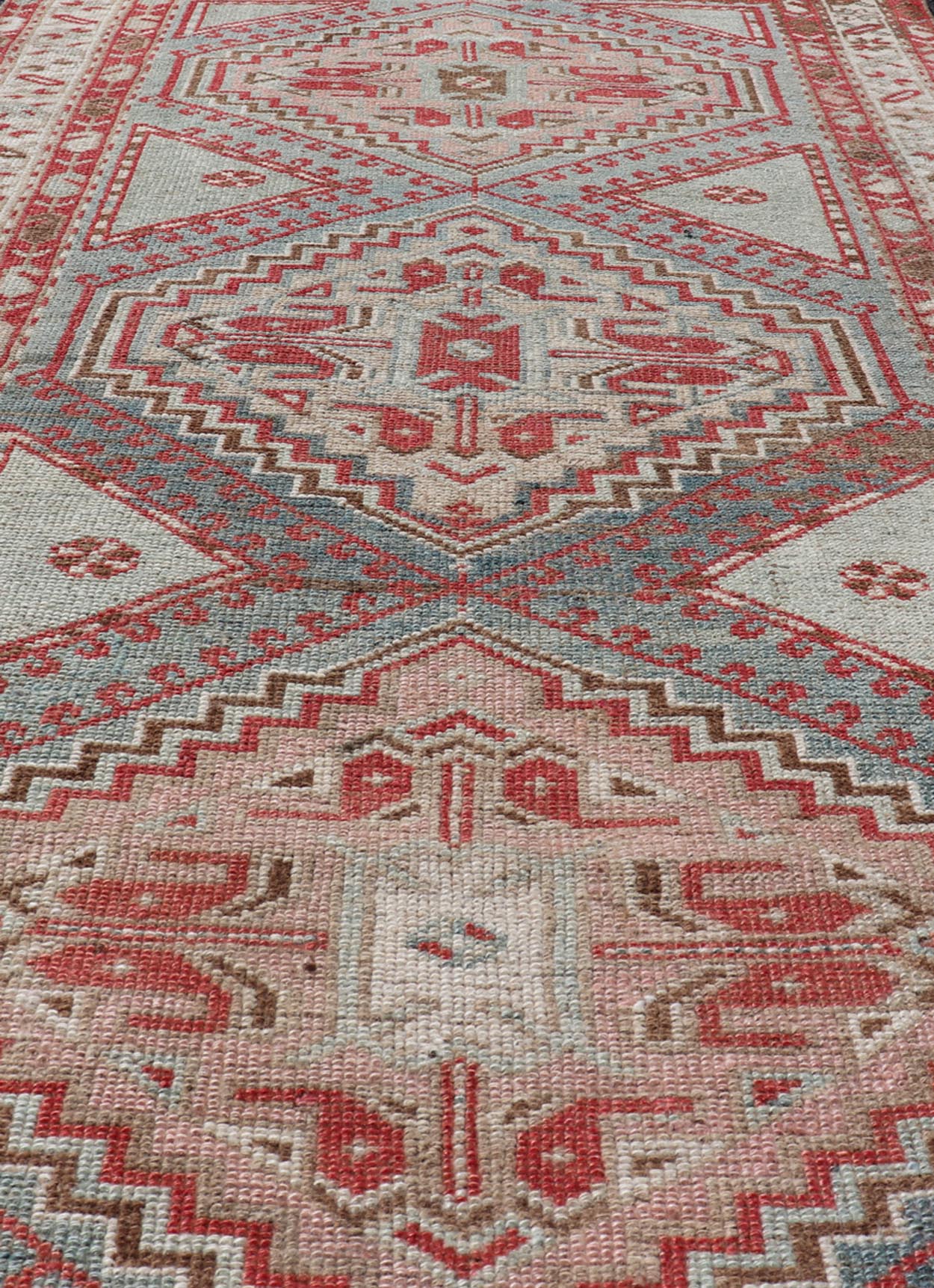 Antique Hand - Knotted Persian Kurdish Rug in Wool with Medallion Design This antique Persian Kurdish rug has been hand - knotted in wool and features a sub - geometric medallion design rendered in multicolor. A complementary, multi - tiered border enc... - Keivan Woven ArtsEN - 13903 - 19652