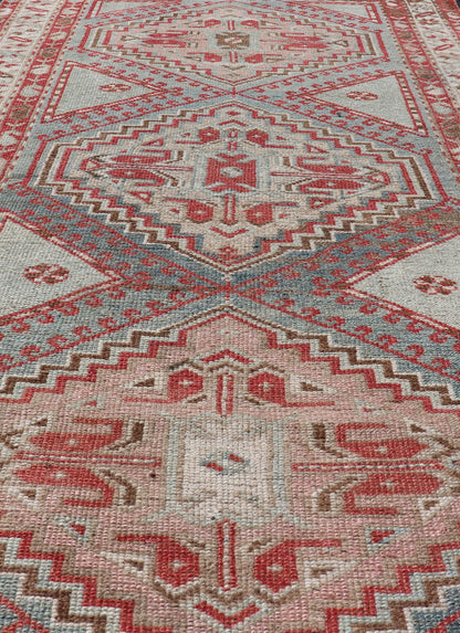 Antique Hand - Knotted Persian Kurdish Rug in Wool with Medallion Design This antique Persian Kurdish rug has been hand - knotted in wool and features a sub - geometric medallion design rendered in multicolor. A complementary, multi - tiered border enc... - Keivan Woven ArtsEN - 13903 - 19652