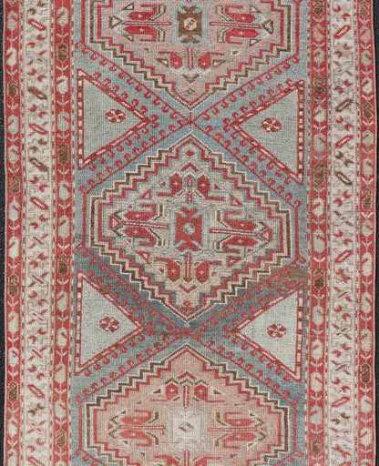 Antique Hand - Knotted Persian Kurdish Rug in Wool with Medallion Design This antique Persian Kurdish rug has been hand - knotted in wool and features a sub - geometric medallion design rendered in multicolor. A complementary, multi - tiered border enc... - Keivan Woven ArtsEN - 13903 - 19652Rug