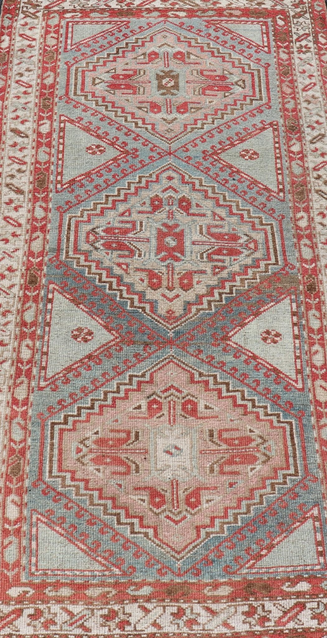 Antique Hand - Knotted Persian Kurdish Rug in Wool with Medallion Design This antique Persian Kurdish rug has been hand - knotted in wool and features a sub - geometric medallion design rendered in multicolor. A complementary, multi - tiered border enc... - Keivan Woven ArtsEN - 13903 - 19652