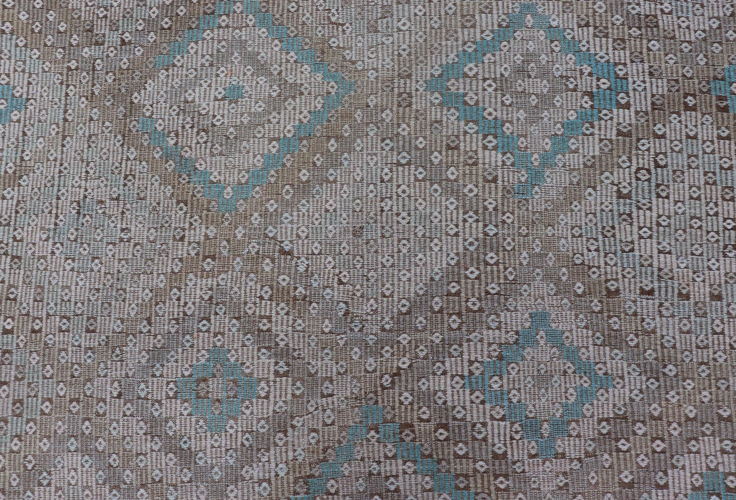 Vintage Hand Woven Turkish Embroidered Flat - Weave Rug with Geometric Design Vintage Turkish Embroidered Flat - Weave Rug with Neutral - Toned Geometric Design. Keivan Woven Arts - Geometric design vintage Kilim rug from Turkey rug EN - 13939, count... - Keivan Woven ArtsEN - 13939 - 15731Rug