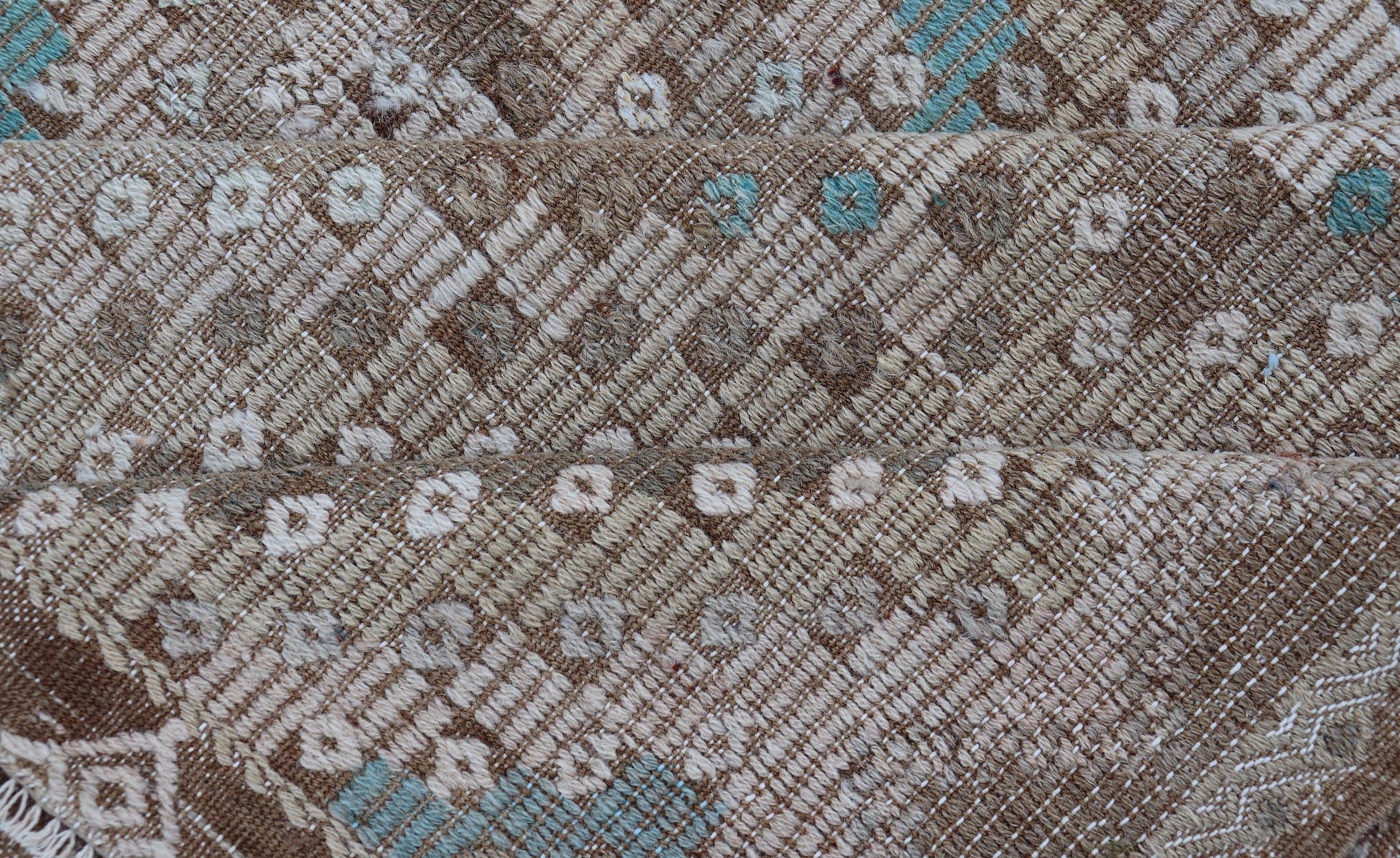 Vintage Hand Woven Turkish Embroidered Flat - Weave Rug with Geometric Design Vintage Turkish Embroidered Flat - Weave Rug with Neutral - Toned Geometric Design. Keivan Woven Arts - Geometric design vintage Kilim rug from Turkey rug EN - 13939, count... - Keivan Woven ArtsEN - 13939 - 15731Rug