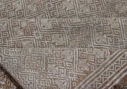 All - Over Design Turkish Vintage Kilim Rug In Tan, Taupe and Earth Tones Turkish Hand Woven vintage Kilim rug with in tan, taupe and earth tones with all - over design, Keivan Woven Arts / EN - 13959 country of origin / type: Turkey / Kilim, circa mi... - Keivan Woven ArtsEN - 13959 - 19112Rug