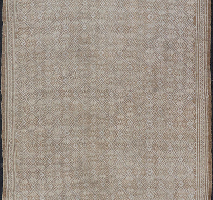 All - Over Design Turkish Vintage Kilim Rug In Tan, Taupe and Earth Tones Turkish Hand Woven vintage Kilim rug with in tan, taupe and earth tones with all - over design, Keivan Woven Arts / EN - 13959 country of origin / type: Turkey / Kilim, circa mi... - Keivan Woven ArtsEN - 13959 - 19112Rug