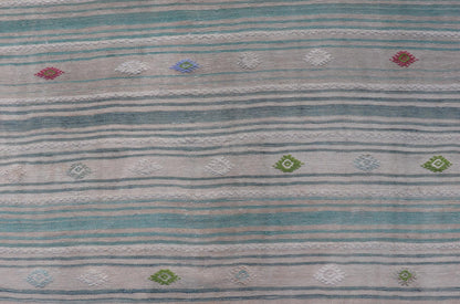 Vintage Hand - Woven Turkish Kilim Gallery Rug in Wool with All - Over Stripe Design This flat - weave tribal Turkish kilim has been hand - woven in wool. The rug features an all - over sub - geometric striped design, and is rendered in multicolor; making ... - Keivan Woven ArtsEN - 13980 - 19502Rug