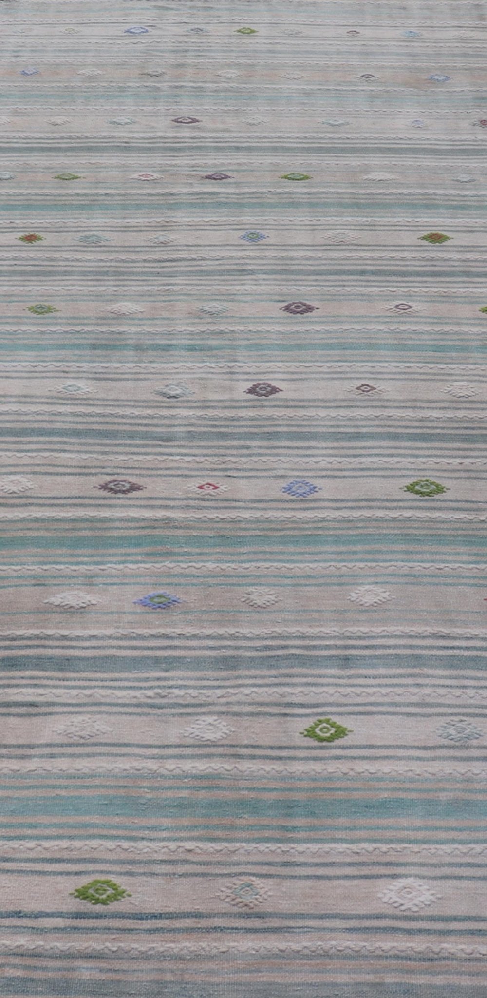 Vintage Hand - Woven Turkish Kilim Gallery Rug in Wool with All - Over Stripe Design This flat - weave tribal Turkish kilim has been hand - woven in wool. The rug features an all - over sub - geometric striped design, and is rendered in multicolor; making ... - Keivan Woven ArtsEN - 13980 - 19502Rug