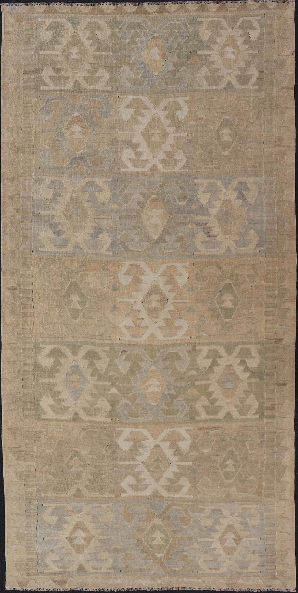 Vintage Turkish Embroidered Flat - Weave Gallery Box Shape Geometric Design. Country of Origin: Turkey; Type: Kilim; Design: Diamond; Keivan Woven Arts: rug EN - 14008; Vintage Turkish Embroidered. Measures: 5'5 x 11'6 This hand - woven Kilim feature... - Keivan Woven ArtsEN - 14008 - 23935Rug