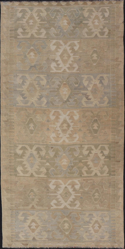 Vintage Turkish Embroidered Flat - Weave Gallery Box Shape Geometric Design. Country of Origin: Turkey; Type: Kilim; Design: Diamond; Keivan Woven Arts: rug EN - 14008; Vintage Turkish Embroidered. Measures: 5'5 x 11'6 This hand - woven Kilim feature... - Keivan Woven ArtsEN - 14008 - 23935Rug