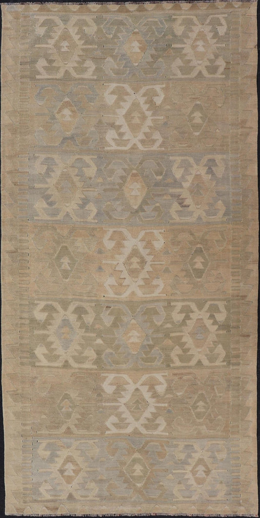 Vintage Turkish Embroidered Flat - Weave Gallery Box Shape Geometric Design. Country of Origin: Turkey; Type: Kilim; Design: Diamond; Keivan Woven Arts: rug EN - 14008; Vintage Turkish Embroidered. Measures: 5'5 x 11'6 This hand - woven Kilim feature... - Keivan Woven ArtsEN - 14008 - 23935Rug