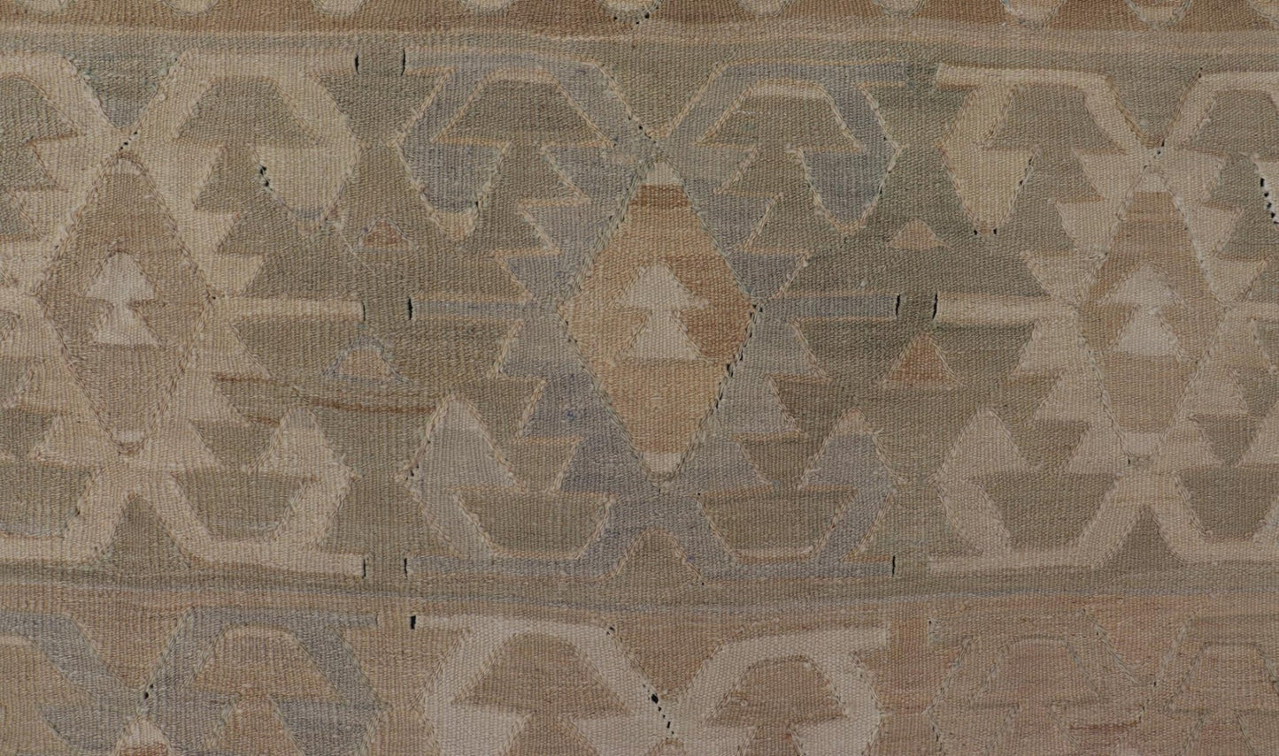 Vintage Turkish Embroidered Flat - Weave Gallery Box Shape Geometric Design. Country of Origin: Turkey; Type: Kilim; Design: Diamond; Keivan Woven Arts: rug EN - 14008; Vintage Turkish Embroidered. Measures: 5'5 x 11'6 This hand - woven Kilim feature... - Keivan Woven ArtsEN - 14008 - 23935Rug