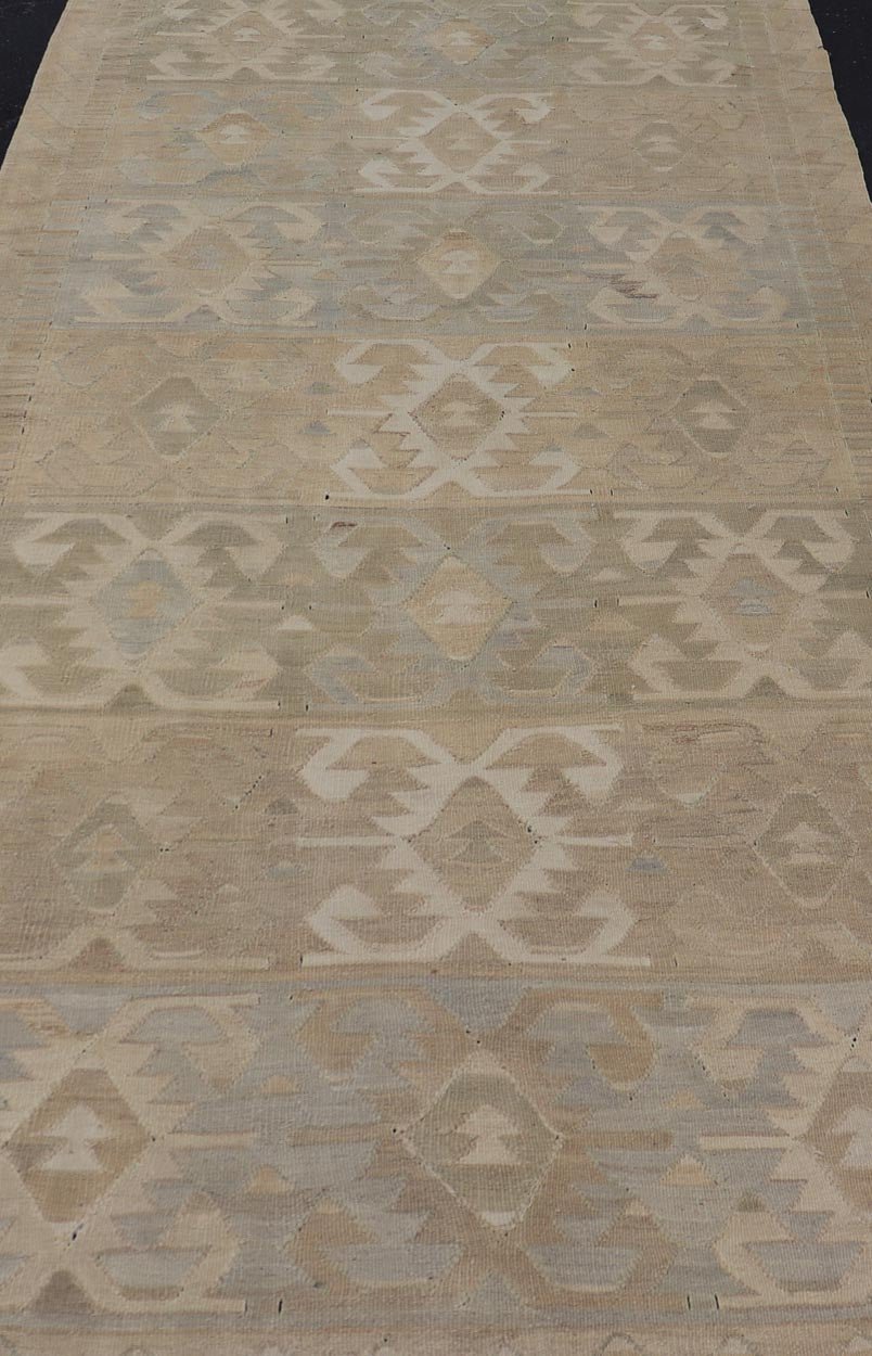 Vintage Turkish Embroidered Flat - Weave Gallery Box Shape Geometric Design. Country of Origin: Turkey; Type: Kilim; Design: Diamond; Keivan Woven Arts: rug EN - 14008; Vintage Turkish Embroidered. Measures: 5'5 x 11'6 This hand - woven Kilim feature... - Keivan Woven ArtsEN - 14008 - 23935Rug