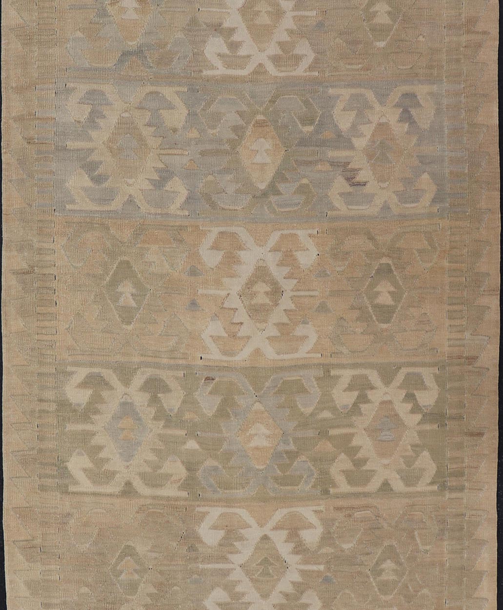 Vintage Turkish Embroidered Flat - Weave Gallery Box Shape Geometric Design. Country of Origin: Turkey; Type: Kilim; Design: Diamond; Keivan Woven Arts: rug EN - 14008; Vintage Turkish Embroidered. Measures: 5'5 x 11'6 This hand - woven Kilim feature... - Keivan Woven ArtsEN - 14008 - 23935Rug