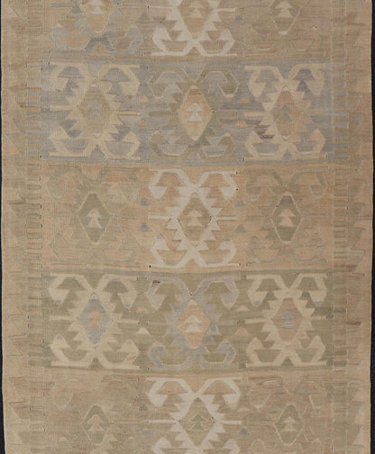 Vintage Turkish Embroidered Flat - Weave Gallery Box Shape Geometric Design. Country of Origin: Turkey; Type: Kilim; Design: Diamond; Keivan Woven Arts: rug EN - 14008; Vintage Turkish Embroidered. Measures: 5'5 x 11'6 This hand - woven Kilim feature... - Keivan Woven ArtsEN - 14008 - 23935Rug