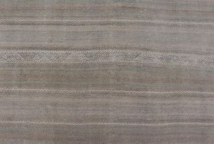 Turkish Flat - Weave Kilim in Muted Colors with Stripes and Embroideries. Country of Origin: Turkey; Type: Kilim; Design: Panel, Stripes, Embroider; Keivan Woven Arts: rug EN - 14009; Gallery Turkish Kilim Vintage Carpet. Measures: 5'5 x 8'6 This c... - Keivan Woven ArtsEN - 14009 - 23941Rug