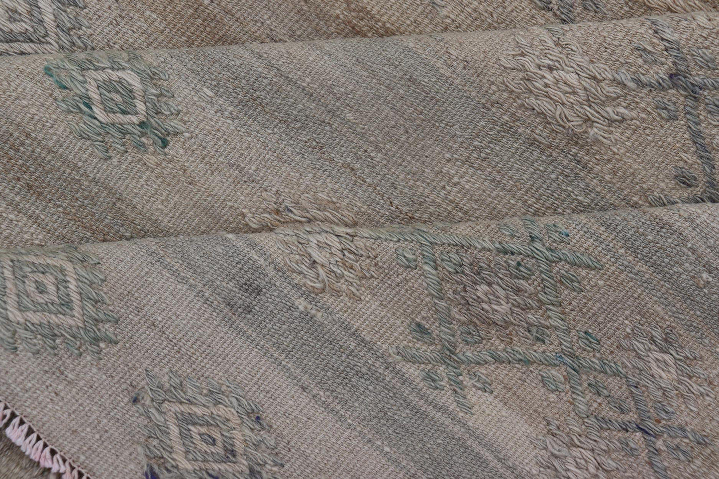 Turkish Vintage Gallery Flat - Weave Kilim With Stripes and Embroideries. Country of Origin: Turkey; Type: Kilim; Design: Panel, Stripes, Embroider; Keivan Woven Arts: EN - 14013, mid 20th century. Measures: 6'3 x 11'6 This charming vintage fla... - Keivan Woven ArtsEN - 14013 - 23726Rug