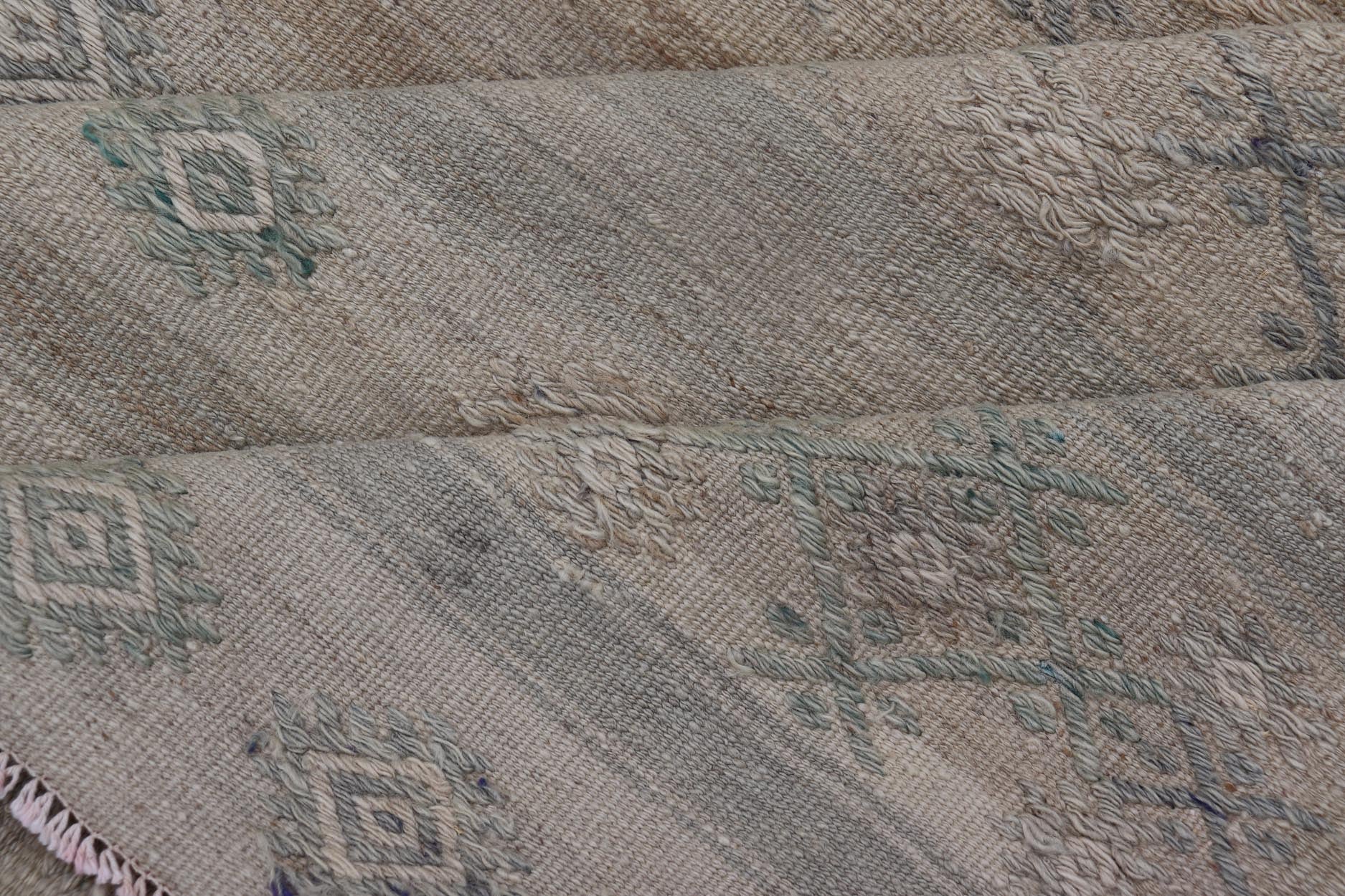 Turkish Vintage Gallery Flat - Weave Kilim With Stripes and Embroideries. Country of Origin: Turkey; Type: Kilim; Design: Panel, Stripes, Embroider; Keivan Woven Arts: EN - 14013, mid 20th century. Measures: 6'3 x 11'6 This charming vintage fla... - Keivan Woven ArtsEN - 14013 - 23726Rug