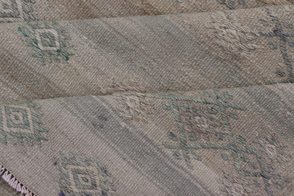Turkish Vintage Gallery Flat - Weave Kilim With Stripes and Embroideries. Country of Origin: Turkey; Type: Kilim; Design: Panel, Stripes, Embroider; Keivan Woven Arts: EN - 14013, mid 20th century. Measures: 6'3 x 11'6 This charming vintage fla... - Keivan Woven ArtsEN - 14013 - 23726Rug
