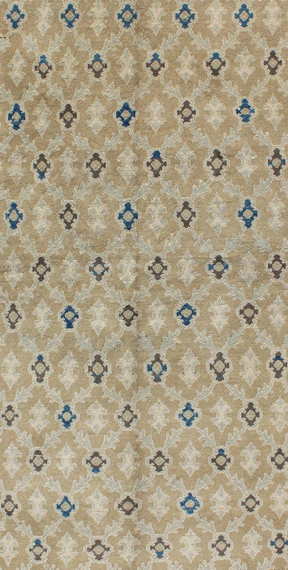 Fine Turkish Sivas Oushak Rug This unique vintage Sivas is an extraordinary work of art and is distinguished by profoundly perceptive palettes of blue, straw and Princeton gold for a beautiful finish. With its patterned, all - over design, this ca... - Keivan Woven ArtsEN - 140154 - 5578Rug