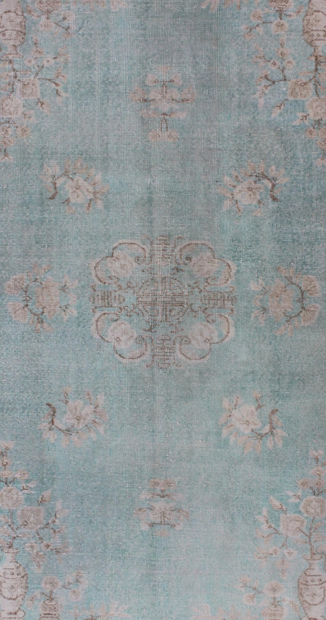 Vintage Turkish Rug With Khotan Design in Sea Foam Blue, Taupe and Light Brown .Vintage Turkish Rug with Khotan Design in Sea Foam Blue, Taupe and Light Brown. mid 20th Century Rug/ EN - 140242 Keivan Woven Arts Inspired by Asian motifs and Weste... - Keivan Woven ArtsEN - 140242 - 5606Rug
