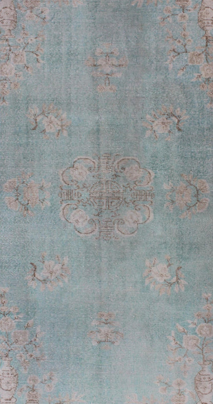 Vintage Turkish Rug With Khotan Design in Sea Foam Blue, Taupe and Light Brown .Vintage Turkish Rug with Khotan Design in Sea Foam Blue, Taupe and Light Brown. mid 20th Century Rug/ EN - 140242 Keivan Woven Arts Inspired by Asian motifs and Weste... - Keivan Woven ArtsEN - 140242 - 5606Rug