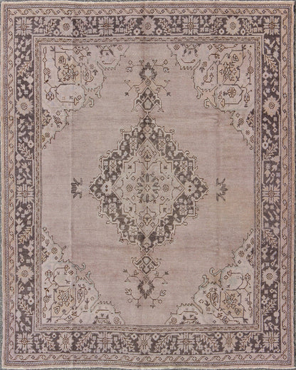 Antique Oushak With Medallion design in Lavender, Charcoal Brown, pale blue Antique Oushak With Medallion design. Keivan Woven Arts / rug/ EN - 140261, country of origin / type: Turkey / Oushak, circa 1930's Early - 20th century Measures: 8... - Keivan Woven ArtsEN - 140261 - 5616Rug